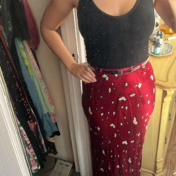 🌹 VINTAGE BETSEY JOHNSON ROSES MERMAID MAXI SKIRT 00 0 2 XXS XS S P - Picture 8 of 10